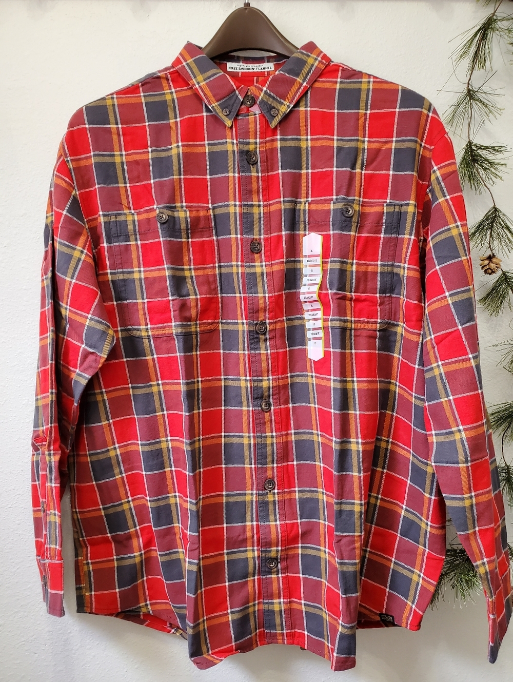 NWT Duluth Trading Co. Free Swingin' Flannel Shirt - Bright Red Check